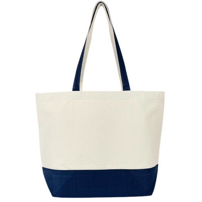 Blank Everyday 12 oz Canvas Tote Bag | Reusable Gusseted Grocery Beach Navy (19x14x6)