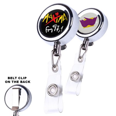 Zinc Alloy Round Badge Reel Holder w/ Belt Clip