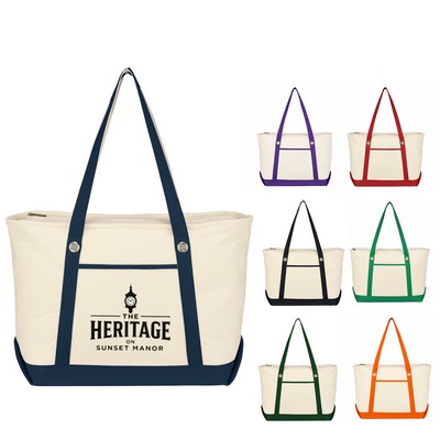 LARGE 12 OZ. COTTON CANVAS SAILING TOTE BAG - 14" x 23"