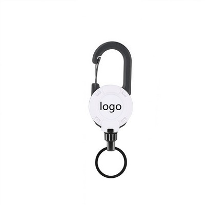 Tactical Retractable Reel Keychain with Steel Wire for Outdoor Use